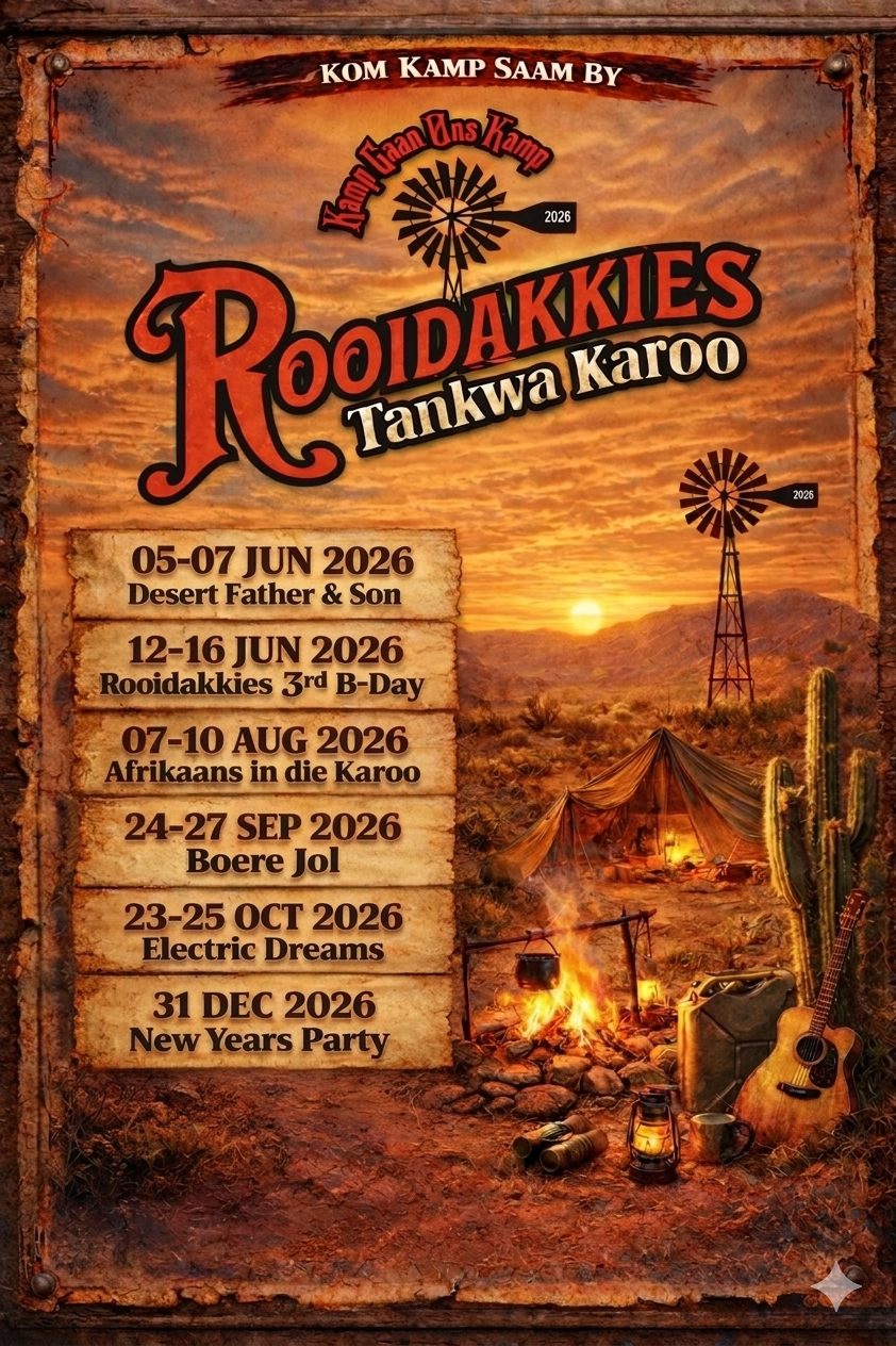Rooidakkies 2026 Save The Dates - all events for the year